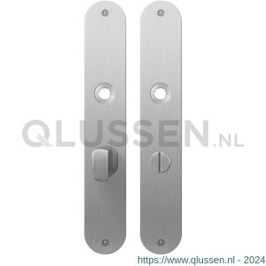 GPF Bouwbeslag RVS 1100.22 WC63/8 groot plaatschild afgerond zonder veer 240x40x2 mm WC63/8 grote knop RVS geborsteld GPF110022863