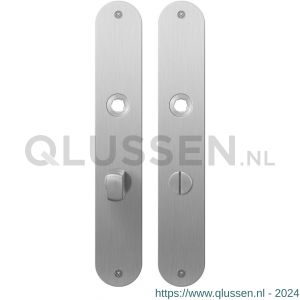 GPF Bouwbeslag RVS 1100.22 WC63/8 normaal plaatschild afgerond zonder veer 240x40x2 mm WC63/8 normale knop RVS geborsteld GPF110022885