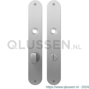 GPF Bouwbeslag RVS 1100.22 WC72/8 groot plaatschild afgerond zonder veer 240x40x2 mm WC72/8 grote knop RVS geborsteld GPF110022872