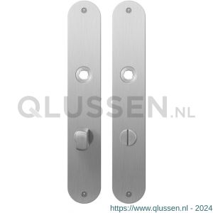 GPF Bouwbeslag RVS 1100.22 WC72/8 normaal plaatschild afgerond zonder veer 240x40x2 mm WC72/8 normale knop RVS geborsteld GPF110022886