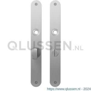 GPF Bouwbeslag RVS 1100.23 WC55/8 groot plaatschild afgerond zonder veer 240x30x2 mm WC55/8 grote knop RVS geborsteld GPF110023855