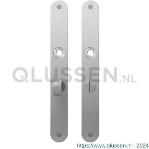 GPF Bouwbeslag RVS 1100.23 WC55/8 normaal plaatschild afgerond zonder veer 240x30x2 mm WC55/8 normale knop RVS geborsteld GPF110023883