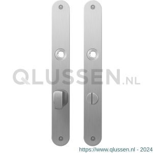 GPF Bouwbeslag RVS 1100.23 WC72/8 groot plaatschild afgerond zonder veer 240x30x2 mm WC72/8 grote knop RVS geborsteld GPF110023872