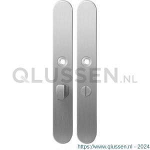 GPF Bouwbeslag RVS 1100.70 XL WC55/8 groot langschild XL afgerond enkelverend 282x40x8,5 mm WC55/8 grote knop RVS geborsteld GPF110070855