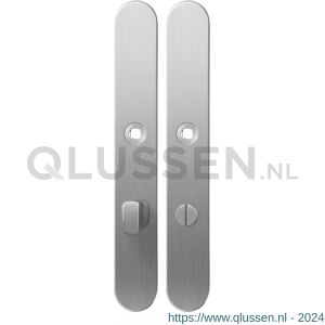 GPF Bouwbeslag RVS 1100.70 XL WC72/8 groot langschild XL afgerond enkelverend 282x40x8,5 mm WC72/8 grote knop RVS geborsteld GPF110070872