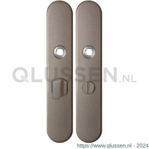 GPF Bouwbeslag Anastasius 1120.A3 WC55/8 groot langschild afgerond enkelverend 218x40x8,5 mm WC55/8 grote knop Mocca blend GPF1120A30855