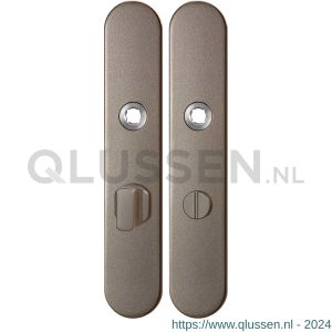 GPF Bouwbeslag Anastasius 1120.A3 WC63/8 groot langschild afgerond enkelverend 218x40x8,5 mm WC63/8 grote knop Mocca blend GPF1120A30863