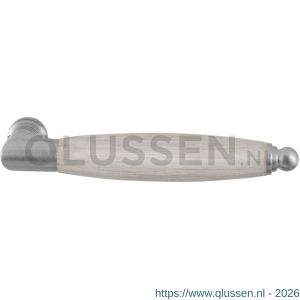 GPF Bouwbeslag RVS 4143L/R XL Ika XL deurkruk gatdeel links-rechtswijzend haaks met ronde eindknop RVS geborsteld-eiken whitewash GPF414301200