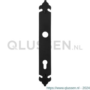 GPF Bouwbeslag Smeedijzer 6100.25L/R PC85 deurkruk gatdeel langschild 291x41x4 mm PC85 links-rechtswijzend smeedijzer zwart GPF610025252