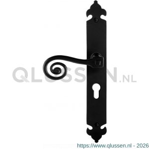 GPF Bouwbeslag Smeedijzer 6200.60L PC55 Kera deurkruk gatdeel op langschild 291x41x4 mm PC55 linkswijzend smeedijzer zwart GPF6200600232-25