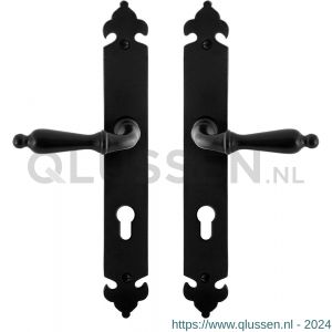 GPF Bouwbeslag Smeedijzer 6215.60 PC72 Muki deurkruk op langschild 291x41x4 mm smeedijzer zwart GPF6215600142-25