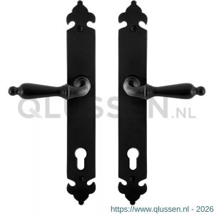 GPF Bouwbeslag Smeedijzer 6215.60 PC92 Muki deurkruk op langschild 291x41x4 mm smeedijzer zwart GPF6215600162-25