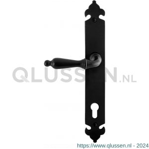 GPF Bouwbeslag Smeedijzer 6215.60L/R PC92 Muki deurkruk gatdeel op langschild 291x41x4 mm links-rechtswijzend smeedijzer zwart GPF6215600262-25