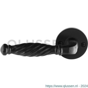 GPF Bouwbeslag Smeedijzer 6225.60-00L/R Tuli deurkruk gatdeel op ronde rozet 53x5 mm links-rechtswijzend smeedijzer zwart GPF6225600200-00