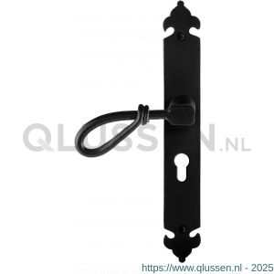 GPF Bouwbeslag Smeedijzer 6255.60L PC55 Sula deurkruk gatdeel op langschild 291x41x4 mm linkswijzend smeedijzer zwart GPF6255600232-25