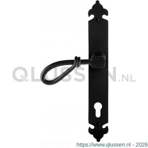 GPF Bouwbeslag Smeedijzer 6255.60L PC92 Sula deurkruk gatdeel op langschild 291x41x4 mm linkswijzend smeedijzer zwart GPF6255600262-25