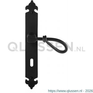 GPF Bouwbeslag Smeedijzer 6255.60R BB72 Sula deurkruk gatdeel op langschild 291x41x4 mm rechtswijzend smeedijzer zwart GPF6255600311-25