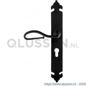 GPF Bouwbeslag Smeedijzer 6260.60L PC55 Lumi deurkruk gatdeel op langschild 291x41x4 mm linkswijzend smeedijzer zwart GPF6260600232-25