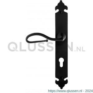 GPF Bouwbeslag Smeedijzer 6260.60L PC72 Lumi deurkruk gatdeel op langschild 291x41x4 mm linkswijzend smeedijzer zwart GPF6260600242-25