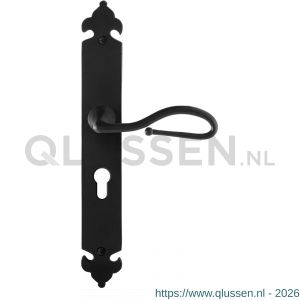 GPF Bouwbeslag Smeedijzer 6260.60R PC55 Lumi deurkruk gatdeel op langschild 291x41x4 mm rechtswijzend smeedijzer zwart GPF6260600332-25