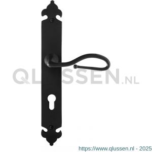 GPF Bouwbeslag Smeedijzer 6260.60R PC72 Lumi deurkruk gatdeel op langschild 291x41x4 mm rechtswijzend smeedijzer zwart GPF6260600342-25