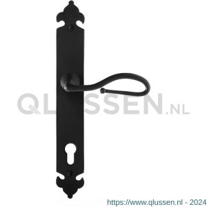 GPF Bouwbeslag Smeedijzer 6260.60R PC92 Lumi deurkruk gatdeel op langschild 291x41x4 mm rechtswijzend smeedijzer zwart GPF6260600362-25