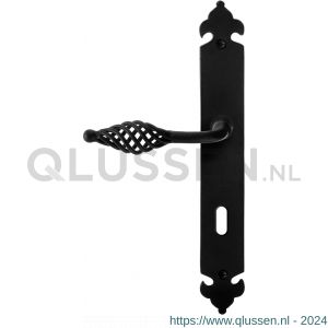 GPF Bouwbeslag Smeedijzer 6255.60L/R PC55 Tane deurkruk gatdeel op langschild 291x41x4 mm PC55 links-rechtswijzend smeedijzer zwart GPF6265600232-25