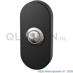 GPF Bouwbeslag ZwartWit 8827.04 beldrukker ovaal 70x32x10 mm met RVS button zwart GPF882704400