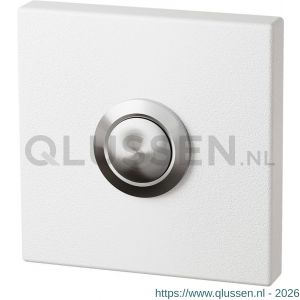 GPF Bouwbeslag ZwartWit 8827.42 beldrukker vierkant 50x50x8 mm met RVS button wit GPF882742400