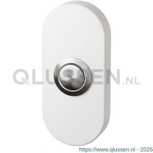 GPF Bouwbeslag ZwartWit 8827.44 beldrukker ovaal 70x32x10 mm met RVS button wit GPF882744400