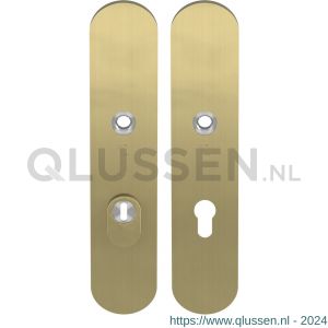 GPF Bouwbeslag PVD 9308.55P4 veiligheids schilden SKG*** 248x52 mm massief afgerond met kerntrekbeveiliging PC55 PVD mat messing GPF9308P4032