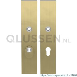 GPF Bouwbeslag PVD 9318.72P4 veiligheids schilden SKG*** 248x52 mm massief rechthoekig met kerntrekbeveiliging PC72 PVD mat messing GPF9318P4042