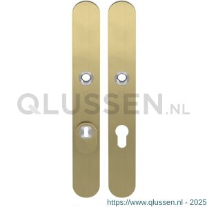 GPF Bouwbeslag PVD 9328.72P4 veiligheids schilden SKG*** 257x35 mm smal massief afgerond met kerntrekbeveiliging PC72 PVD mat messing GPF9328P4042