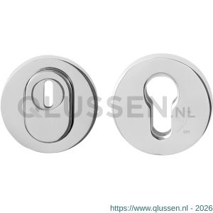 GPF Bouwbeslag RVS 9392.49 set GPF9392.49 veiligheidsrozet rond 54 mm SKG*** met kerntrek RVS gepolijst GPF939249S199