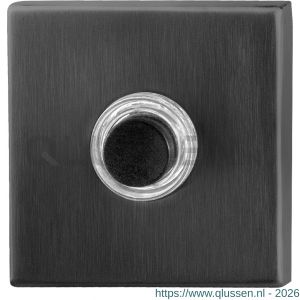 GPF Bouwbeslag PVD 9826.02P1 beldrukker vierkant 50x50x8 mm met zwarte button PVD antraciet GPF9826024P1