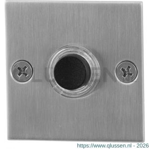 GPF Bouwbeslag RVS 9826.08 beldrukker vierkant 50x50x2 mm met zwarte button RVS geborsteld GPF982608400