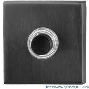 GPF Bouwbeslag PVD 9826.02P1 deurbel beldrukker vierkant 50x50x8 mm met zwarte button PVD antraciet GPF9826024P1