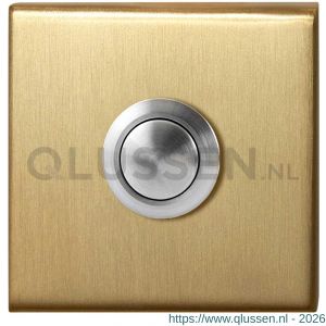 GPF Bouwbeslag PVD 9827.02P4 beldrukker vierkant 50x50x8 mm met RVS button PVD mat messing GPF9827024P4