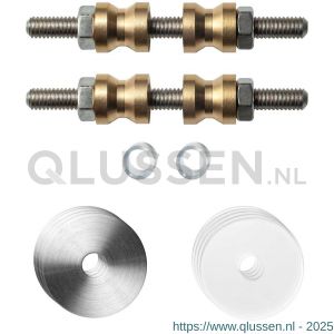 GPF Bouwbeslag RVS 9969.09DB glasdeur set met vlak rozet 27x2 mm met 27x2 mm transparante onder rozet voor grepen met dubbelzijdige bevestiging RVS geborsteld GPF996909DB27