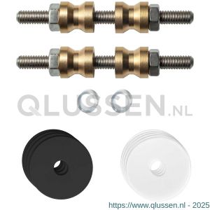 GPF Bouwbeslag ZwartWit 9969.61DB glasdeur set met vlak rozet 27x2 mm met 27x2 mm transparante onder rozet voor grepen met dubbelzijdige bevestiging zwart GPF996961DB27