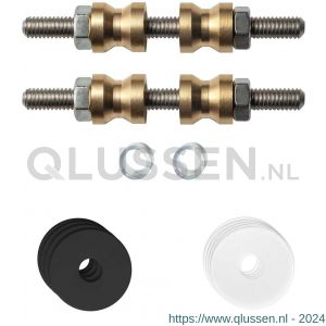 GPF Bouwbeslag ZwartWit 9969.61DB glasdeur set met vlak rozet 22x2 mm met 22x2 mm transparante onder rozet voor grepen met dubbelzijdige bevestiging zwart GPF996961DB22