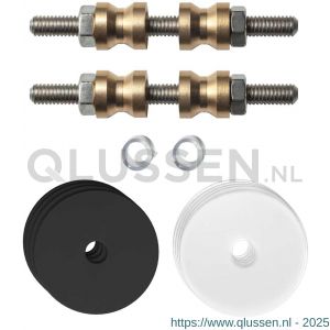 GPF Bouwbeslag ZwartWit 9969.61DB glasdeur set met vlak rozet 35x2 mm met 35x2 mm transparante onder rozet voor grepen met dubbelzijdige bevestiging zwart GPF996961DB35