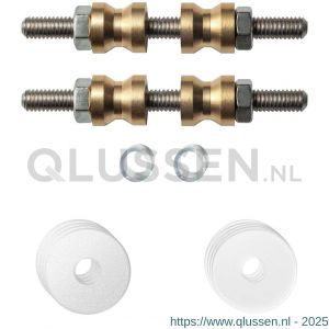 GPF Bouwbeslag ZwartWit 9969.62DB glasdeur set met vlak rozet 22x2 mm met 22x2 mm transparante onder rozet voor grepen met dubbelzijdige bevestiging wit GPF996962DB22