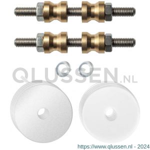 GPF Bouwbeslag ZwartWit 9969.62DB glasdeur set met vlak rozet 35x2 mm met 35x2 mm transparante onder rozet voor grepen met dubbelzijdige bevestiging wit GPF996962DB35