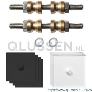 GPF Bouwbeslag ZwartWit 9970.61DB glasdeur set met vlak rozet 32x32x2 mm met 32x32x2 mm transparante onder rozet voor grepen met dubbelzijdige bevestiging zwart GPF997061DB32