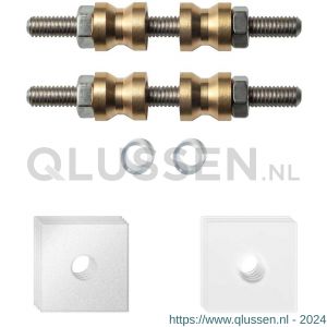 GPF Bouwbeslag ZwartWit 9970.62DB glasdeur set met vlak rozet 24x24x2 mm met 24x24x2 mm transparante onder rozet voor grepen met dubbelzijdige bevestiging wit GPF997062DB24