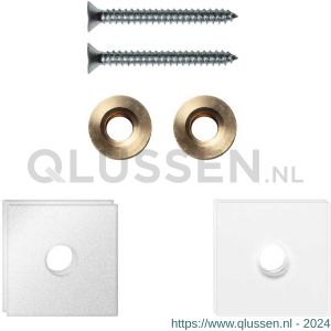 GPF Bouwbeslag ZwartWit 9970.62EB enkele greep bevestigingsset met vlak rozet 24x24x2 mm met 24x24x2 mm transparante onder rozet wit GPF997062EB24