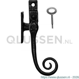 Kirkpatrick KP1165 afsluitbare raamboom rechtsdraaiend met kozijnplaat smeedijzer zwart TH6116560300