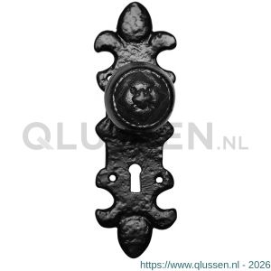Kirkpatrick KP1212 knop 50 mm op schild 203x63 mm BB56 vast smeedijzer zwart TH6121260401