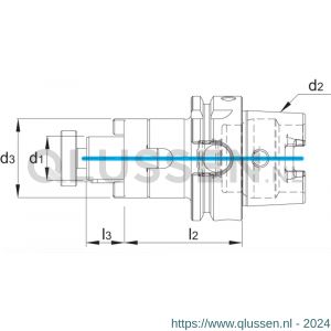 Phantom 82.327 DIN 6358 Combi-opsteekfreeshouder voor frezen met langs- en dwarsspiebaan HSK-A volgens DIN 69893 HSK63A 27 mm L160 mm 82.3276276